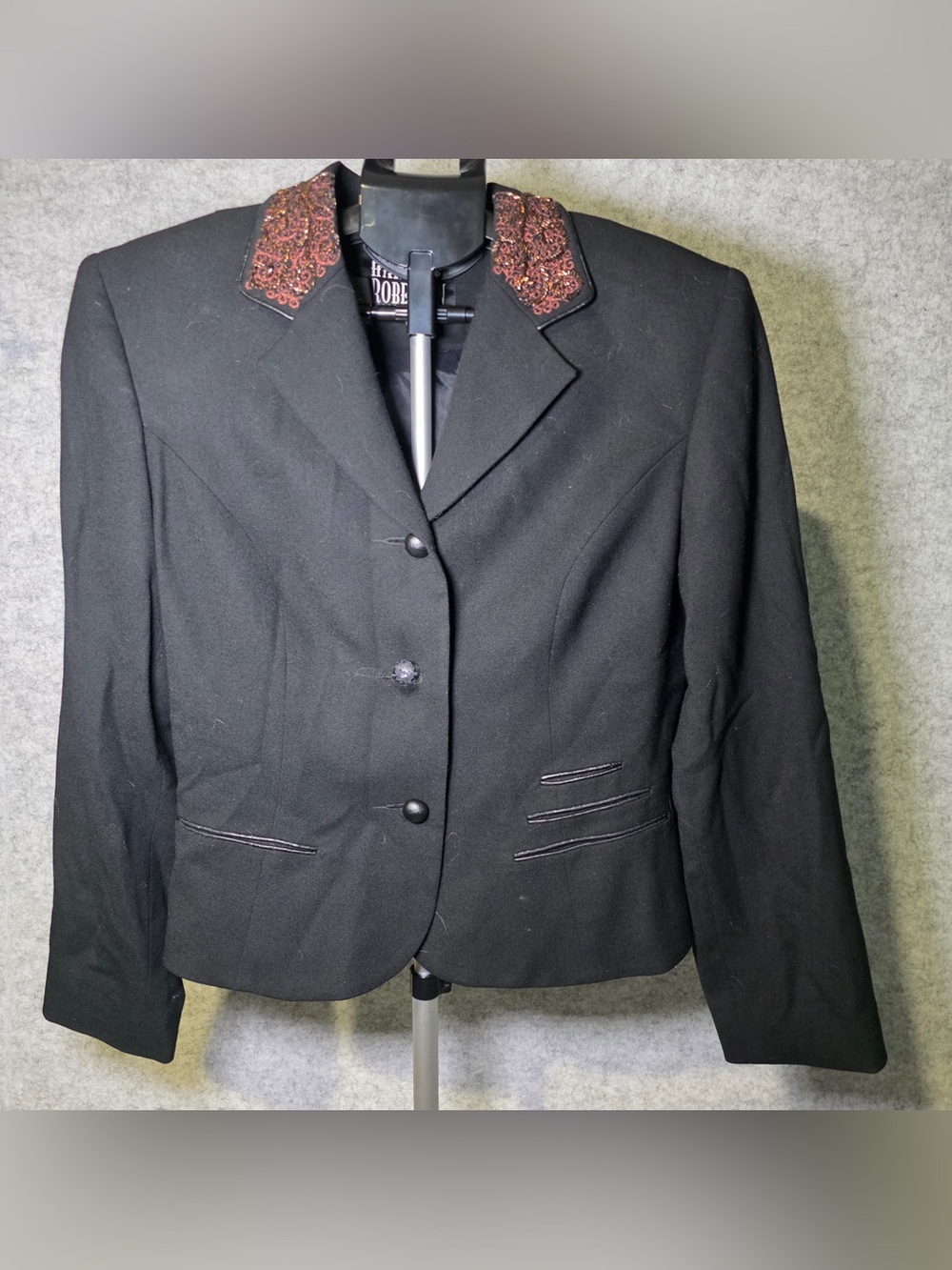 Hairston Roberson Black Women's Tailored Blazer with Embellished Collar Size 10
